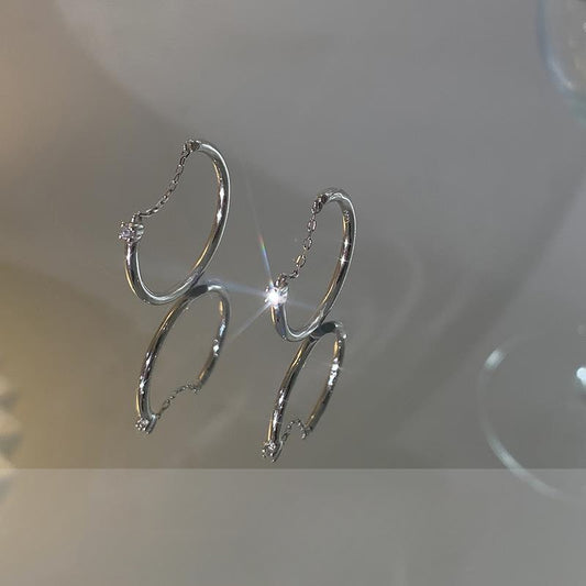 S925 Silver Single Diamond Chain Ring Korean Version Student Small Design High Sense Fresh Ins Cold Wind Female Ring