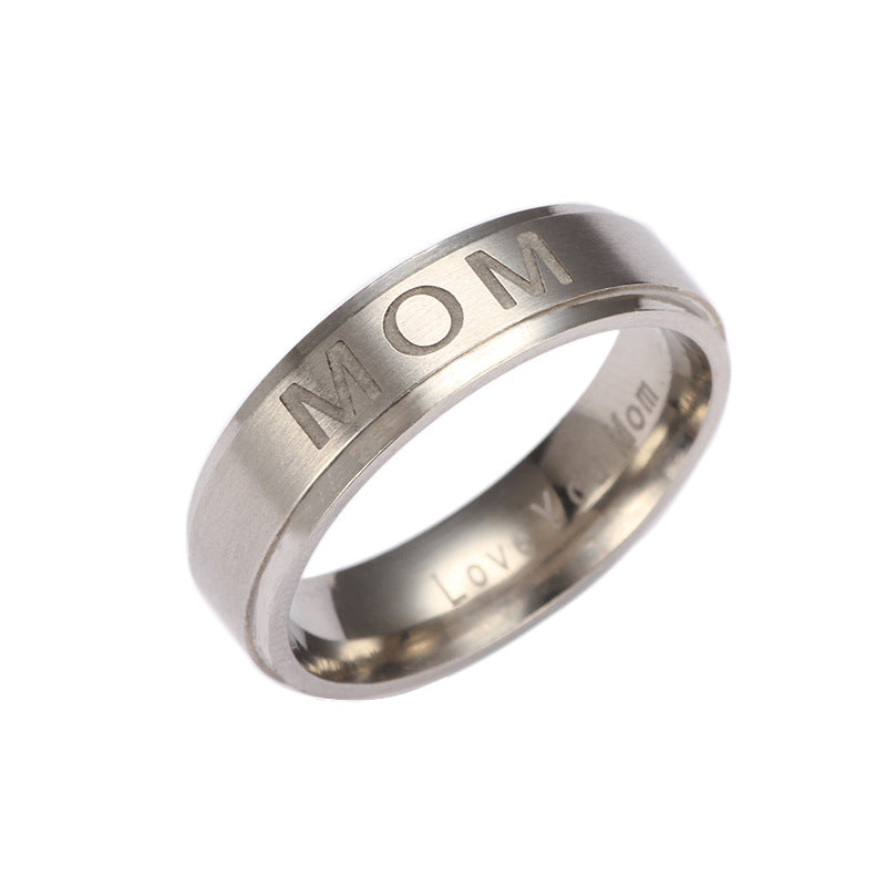 Jewelry New MOM Letter Ring Titanium Steel Ring Holiday Gift Couple Ring Manufacturer Wholesale Ring