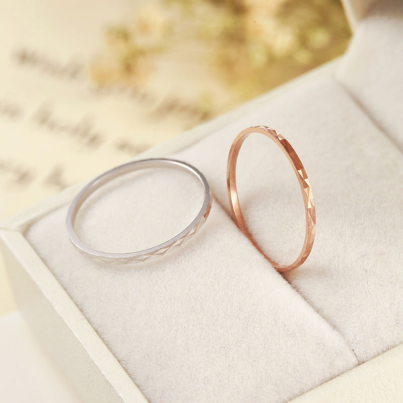 S925 Sterling Silver Ring Women's Car Flower Simple Line Ring Japanese and Korean Women's Ring Thin Tail Ring Hand Jewelry Gypsy Ring