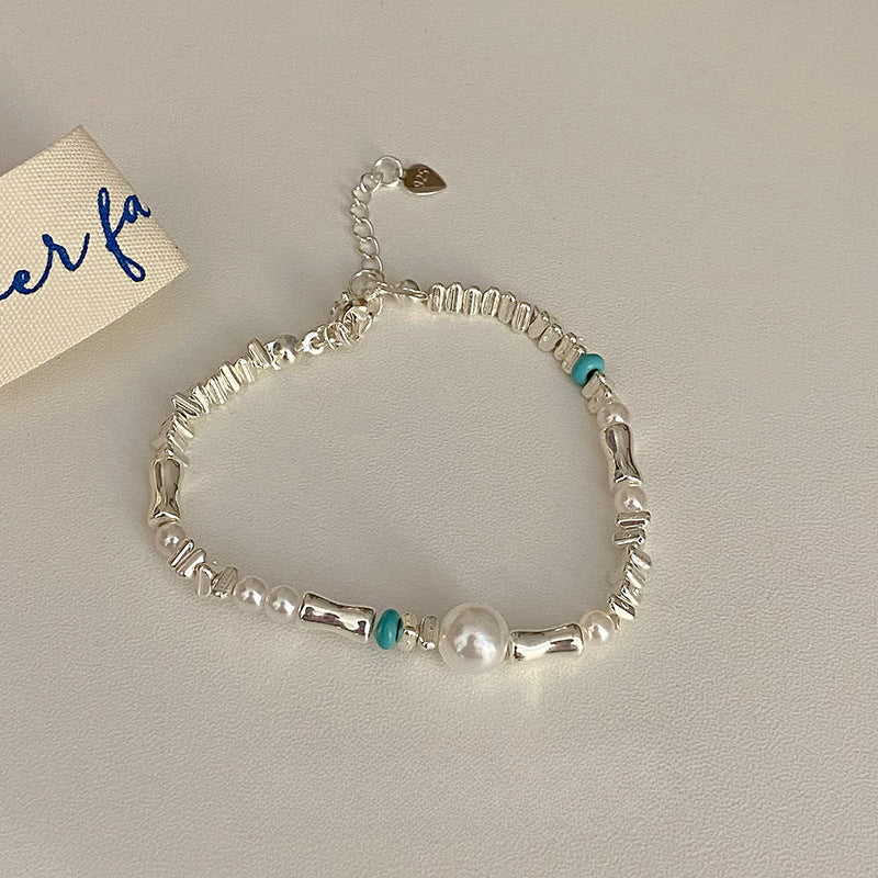 Personality Sweet Cool Baroque Pearl Love Bracelet Fashion Temperament Lucky Lucky Hang Tag Bracelet Personality Jewelry