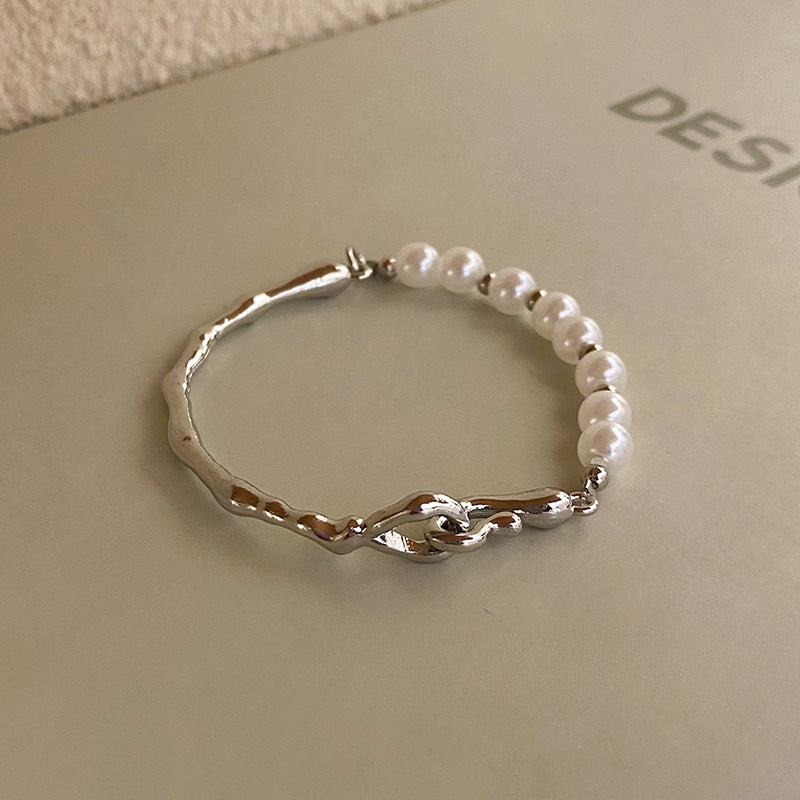 Personality Sweet Cool Baroque Pearl Love Bracelet Fashion Temperament Lucky Lucky Hang Tag Bracelet Personality Jewelry