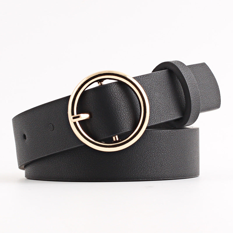 New Round Imitation Leather Belt, Women's Personalized Pu Belt, Casual Round Buckle Belt, Pin Buckle Belt.