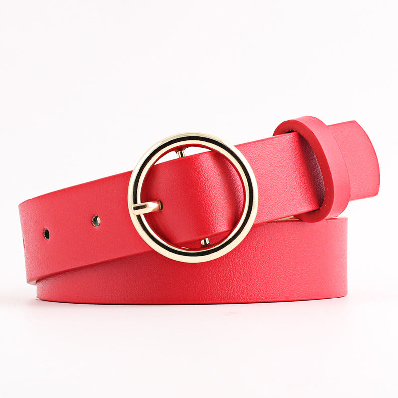 New Round Imitation Leather Belt, Women's Personalized Pu Belt, Casual Round Buckle Belt, Pin Buckle Belt.
