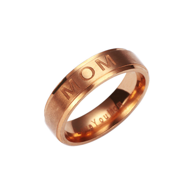 Jewelry New MOM Letter Ring Titanium Steel Ring Holiday Gift Couple Ring Manufacturer Wholesale Ring