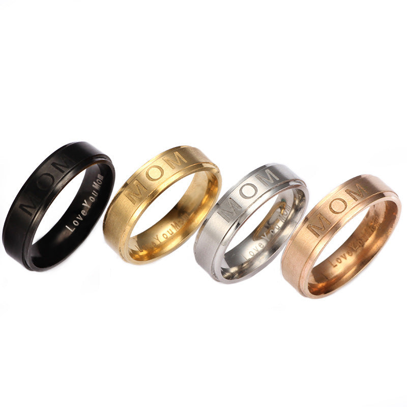 Jewelry New MOM Letter Ring Titanium Steel Ring Holiday Gift Couple Ring Manufacturer Wholesale Ring