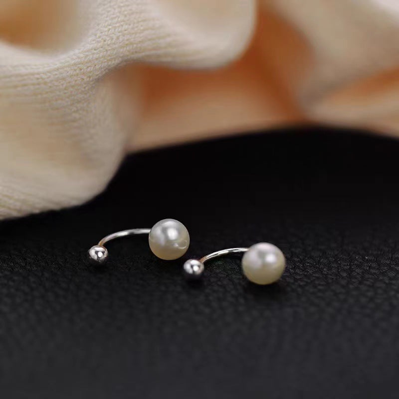 Freshwater Pearl Earrings Women's Tide Retro French Light Luxury High-end Niche Design Sterling Silver Ear Hook