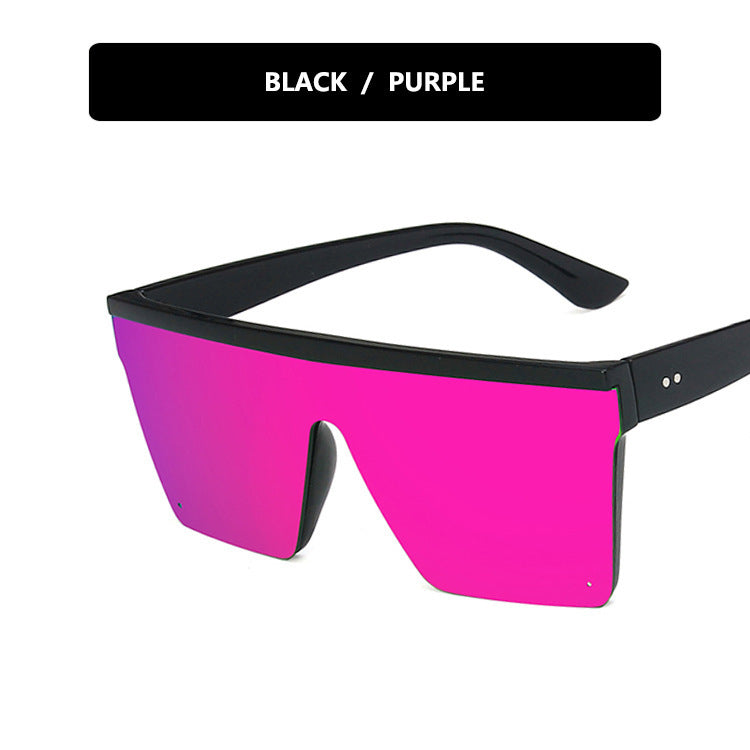 Purple Sunglasses Trendy Big Frame One-piece Sunglasses Street Shooting Driving Sunglasses Retro