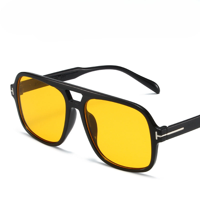 Wholesale Large Frame Glasses Overseas Fashion Texture Matching Sunglasses Spring New Double Beam Sunglasses