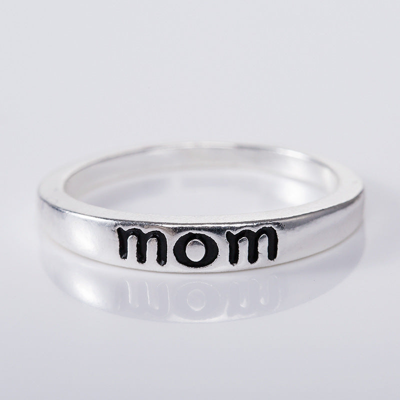 Europe and The United States Popular MOM Mother DAD Ring Alloy Silver-plated Jewelry, Mother's Day Gift Jewelry