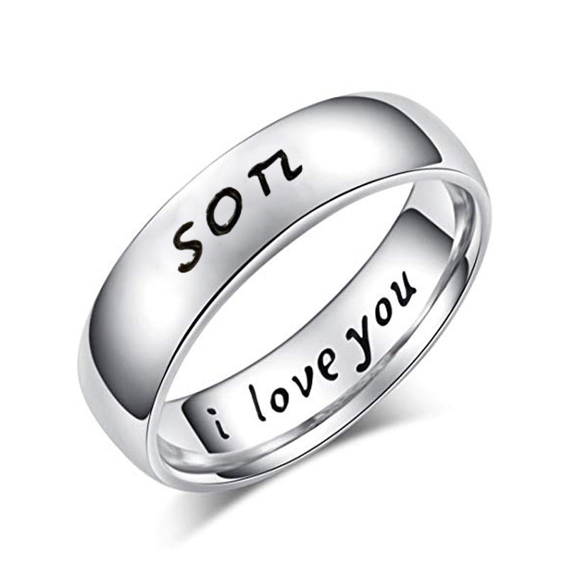 Mom Daughter Son Dad Ring, Mother's Day Gift I Love You Ring Titanium Steel Jewelry