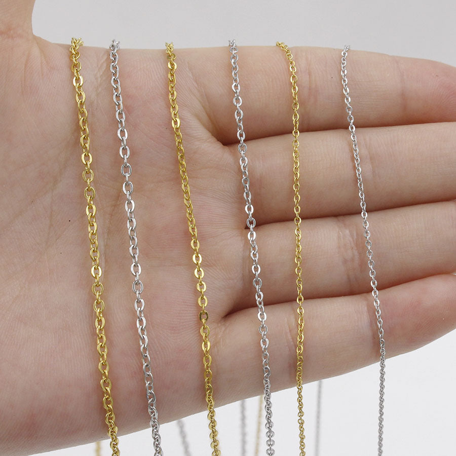 18K Furnace Real Gold 1/1.5/2 Mm Cross Chain Titanium Steel Chain Jewelry Accessories Necklace Bright Non-fading