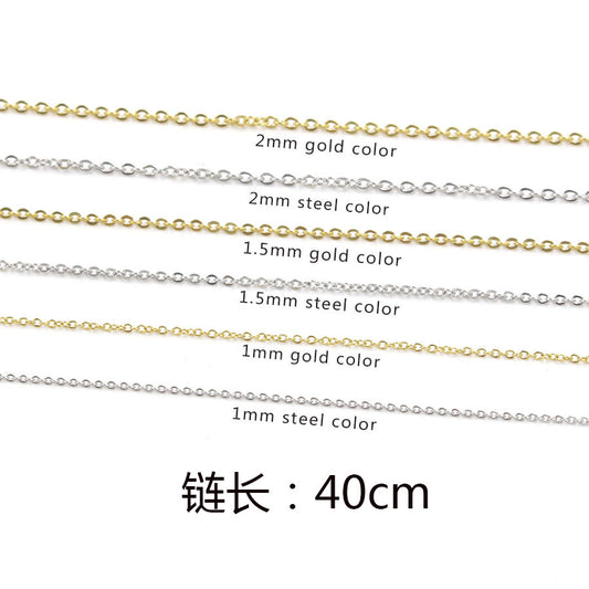 Cross Chain Stainless Steel Furnace Electroplated 18k Gold Jewelry Chain Cable Chains Necklace 40cm