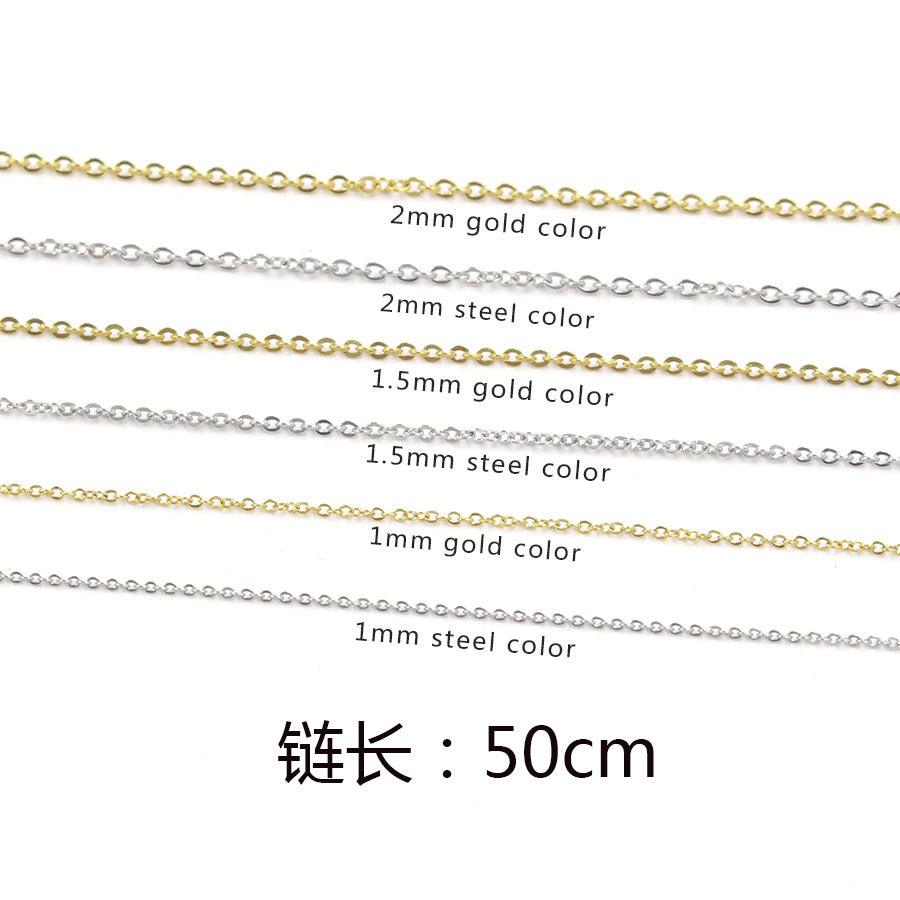 50cm Stainless Steel Cross Chain DIY Chain Wholesale Furnace Electroplated 18k Real Gold Lobster Buckle Necklace