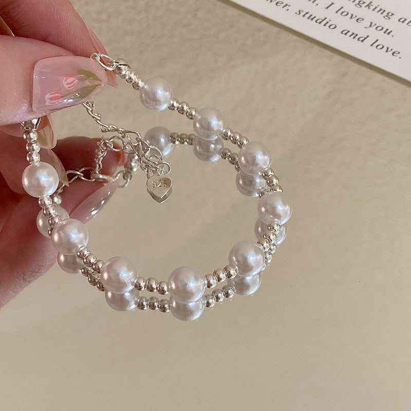 Personality Sweet Cool Baroque Pearl Love Bracelet Fashion Temperament Lucky Lucky Hang Tag Bracelet Personality Jewelry