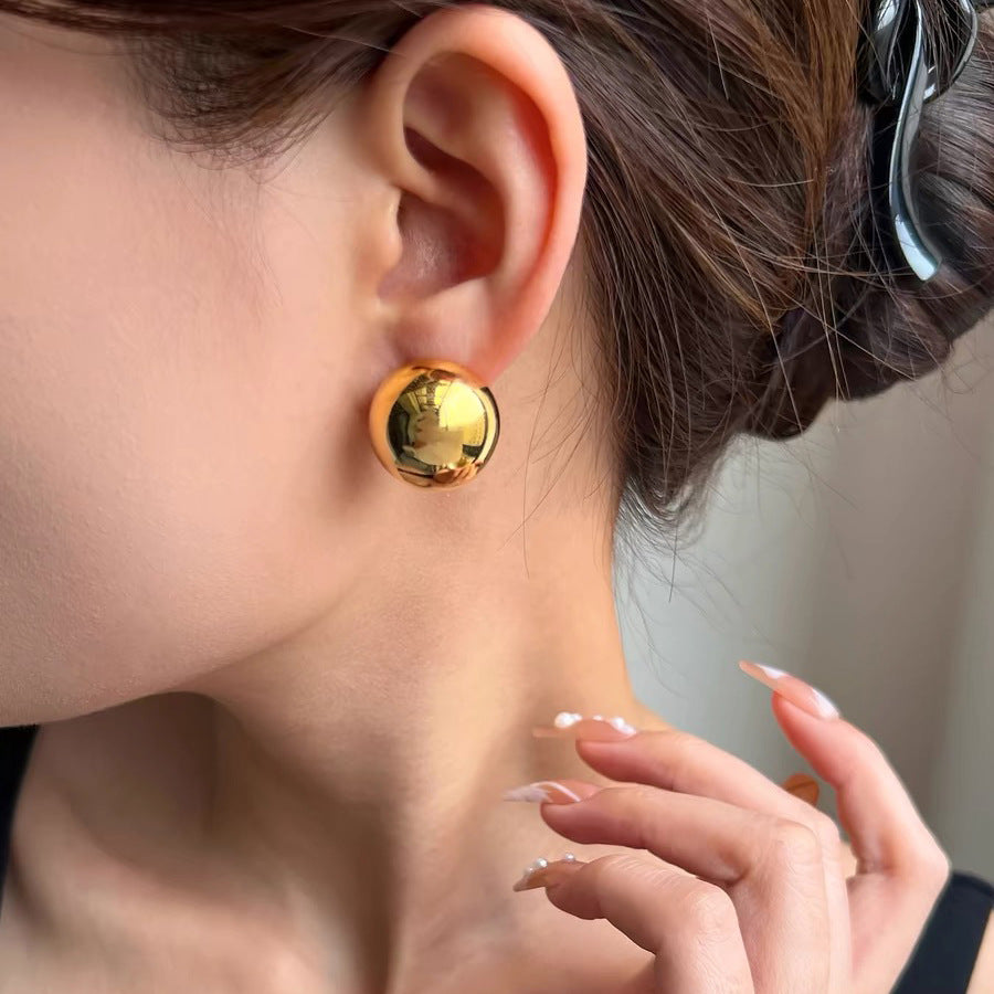 Retro Hong Kong Style Temperament Stud Earrings Female Explosion Internet Celebrity Niche High Sense Gold Earrings