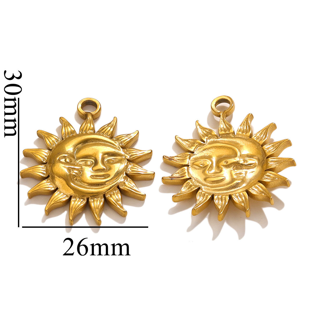 Vintage European and American Stainless Steel Smiley Face Sun and Moon Pendant, Titanium Steel DIY Pendant Necklace Handmade Accessories
