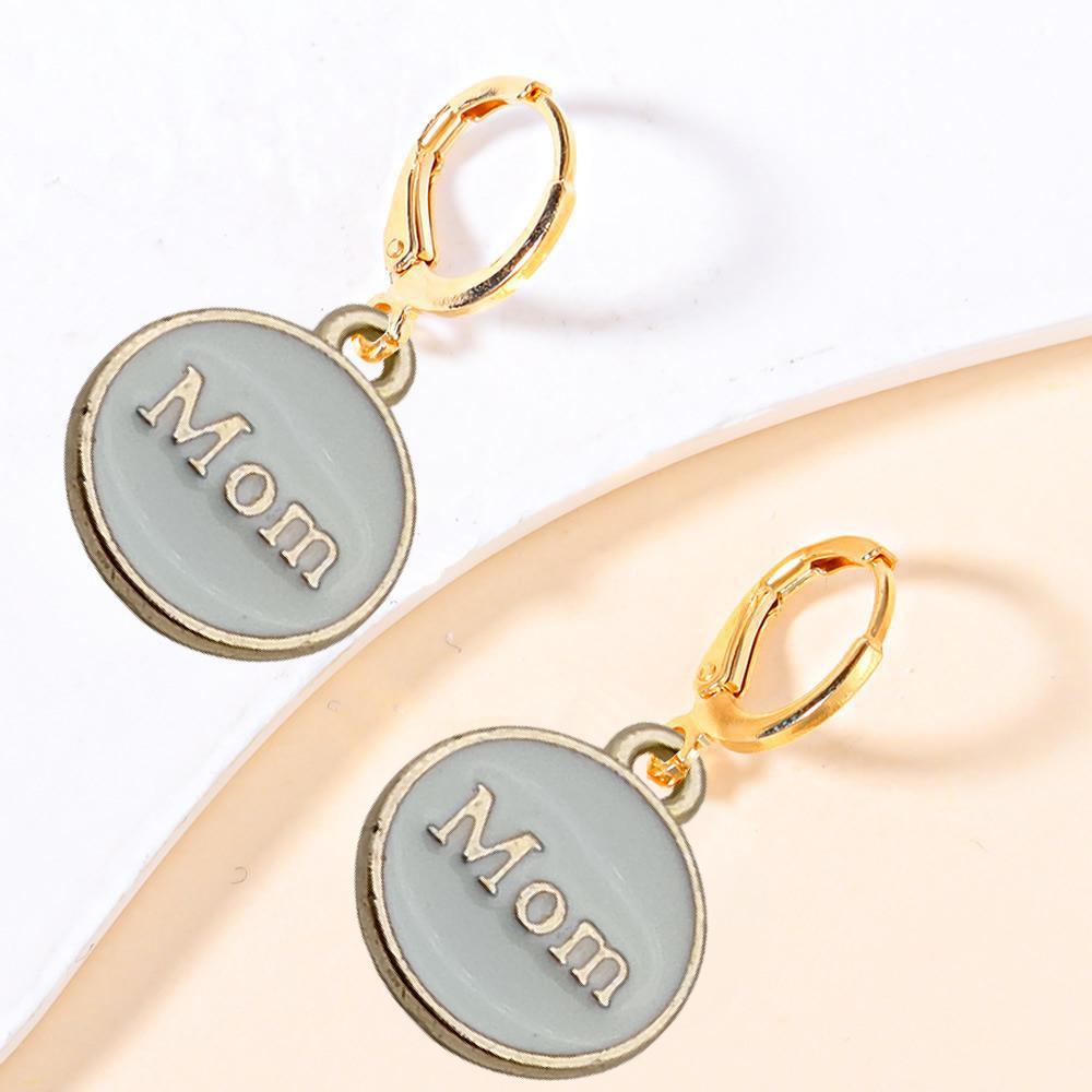 Alloy Drip Pendant Round Double-sided Mom18x14mm Series Earrings