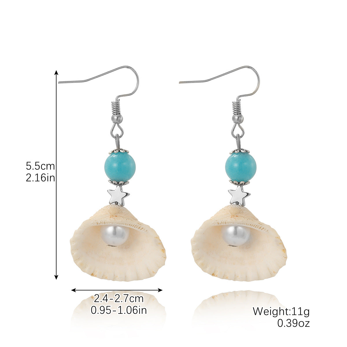European and American New Marine Series Earrings Natural Stone Bohemi Shell Earrings Set Pearl Shell Earrings