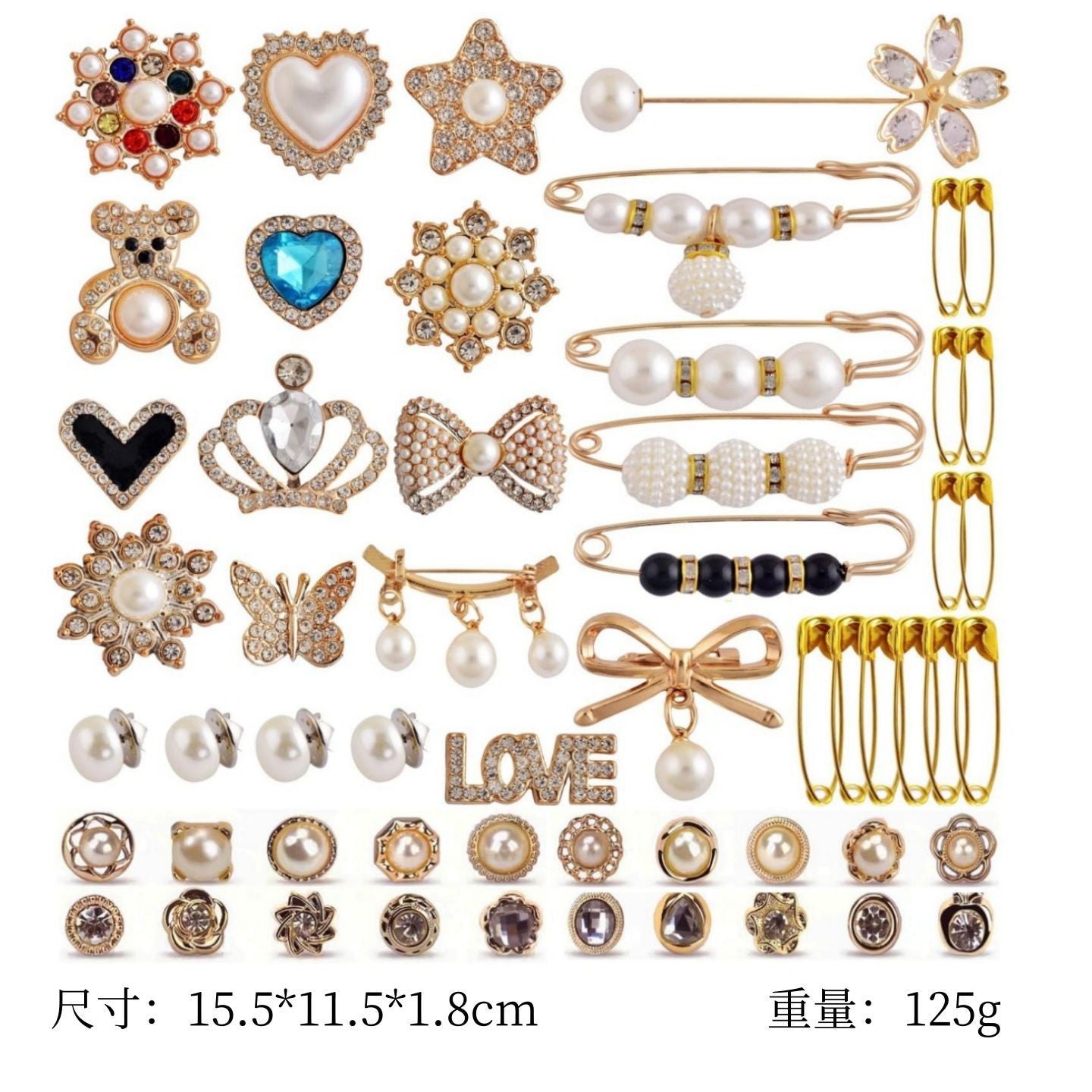 Popular Multifunctional Brooch Socks High-end Brooch Silk Scarf Buckle Clothing Bear Love Anti-light Pin