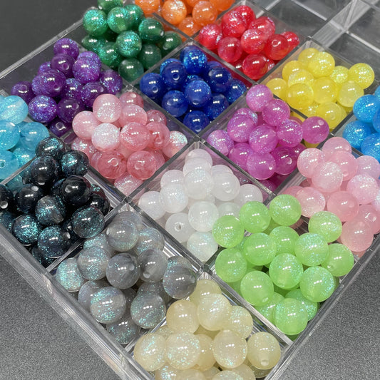 8/10/12 Mm Resin Fine Flash Starry Sky Mermaid Ji Round Beads Resin Imitation Cat Eye Beads DIY Bracelet Accessories