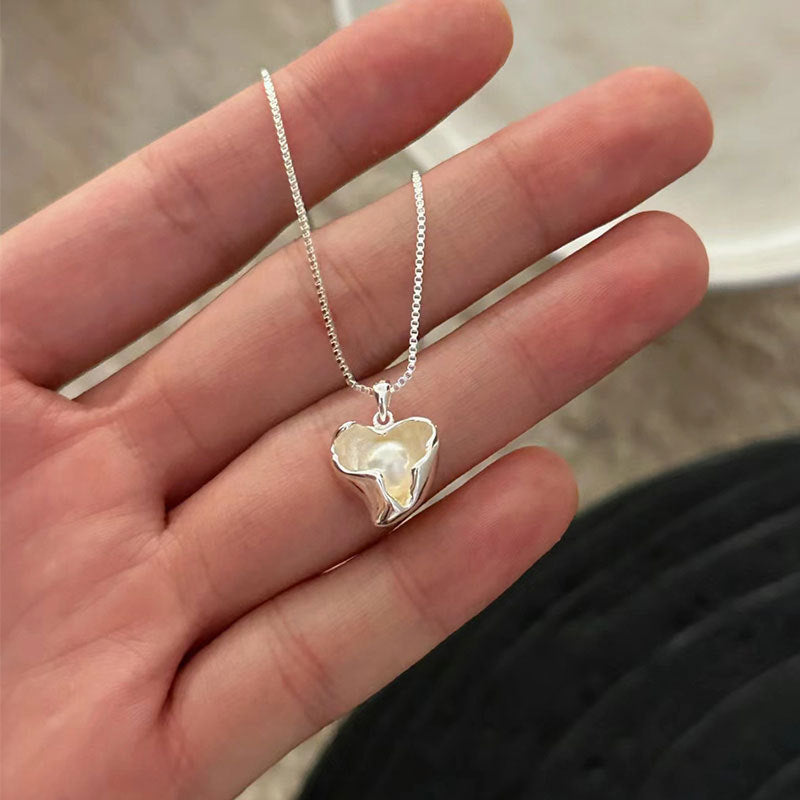 Silver-plated Natural Aquamarine Moonstone Necklace Women's High Sense Ins Wind Niche Versatile Oval Pendant Collarbone Chain