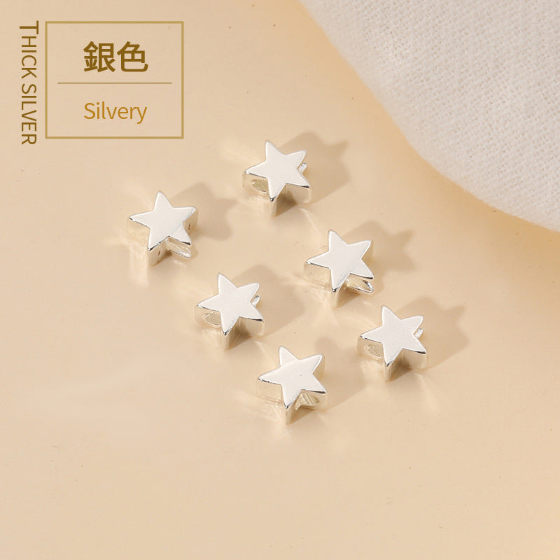 Copper-plated Real Gold 14K Gold-wrapped Pentagram Bead Spacer Small Star Through-hole Loose Bead DIY Handmade String Jewelry Earrings Material