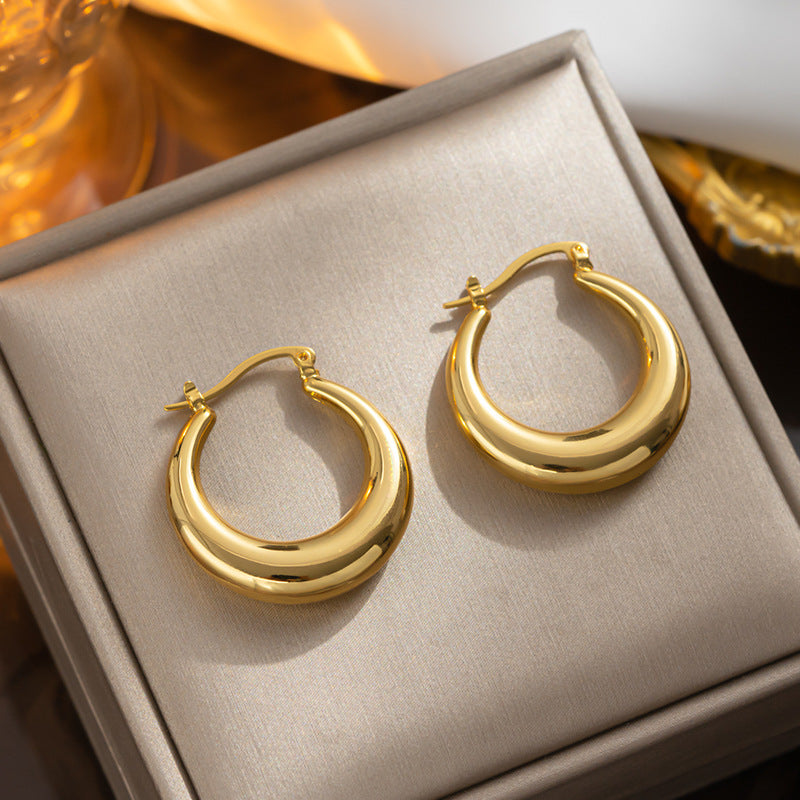 Japan and Korea fashion simple earrings women's personality temperament circle round ear buckle earrings Spot wholesale