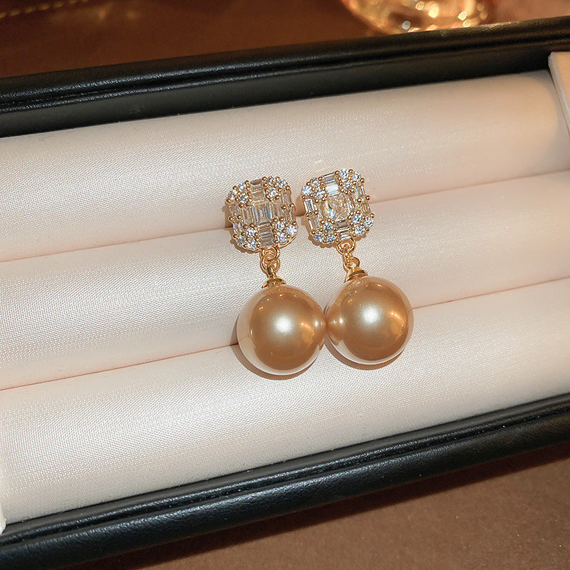 Fashion High Sense Simple Pearl Earrings Elegant Retro Style New Chinese Earrings Silver Needle