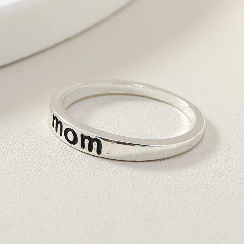 MOM Mother DAD Ring Alloy Silver Plated Jewelry Mother's Day Gift Jewelry