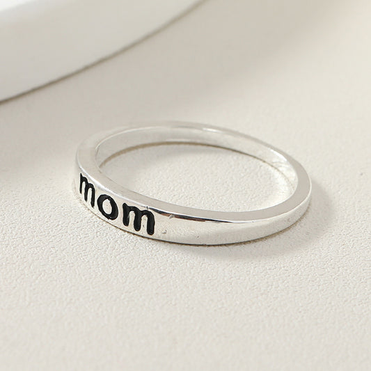 MOM Mother DAD Ring Alloy Silver Plated Jewelry Mother's Day Gift Jewelry