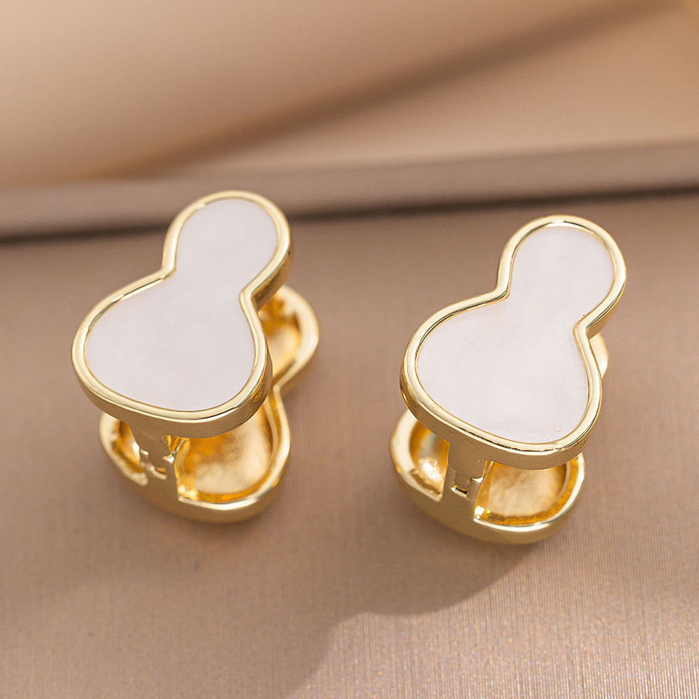Double-sided gourd earrings for women's new light luxury niche high-end stud earrings, ear buckles, temperament earrings, fashionable and fashionable