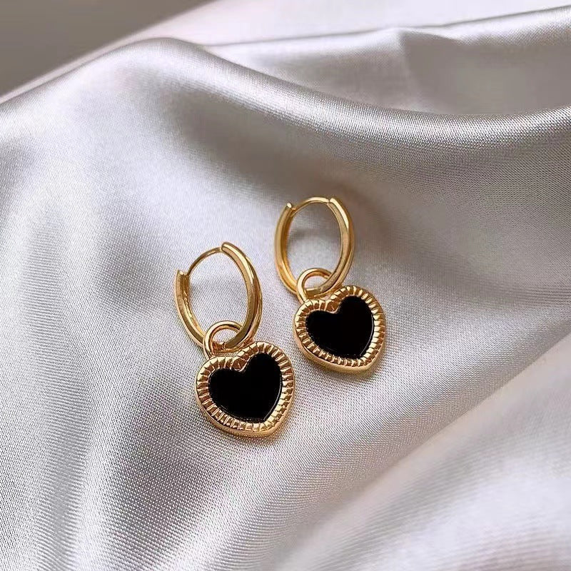 Temperament retro love earrings double-sided asymmetrical earrings ins style fashion simple earrings a two-wear stud earrings - NiceOceanJewelry