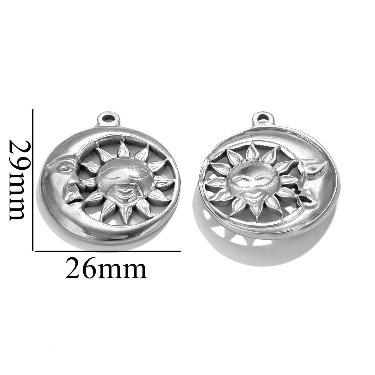 Vintage European and American Stainless Steel Smiley Face Sun and Moon Pendant, Titanium Steel DIY Pendant Necklace Handmade Accessories