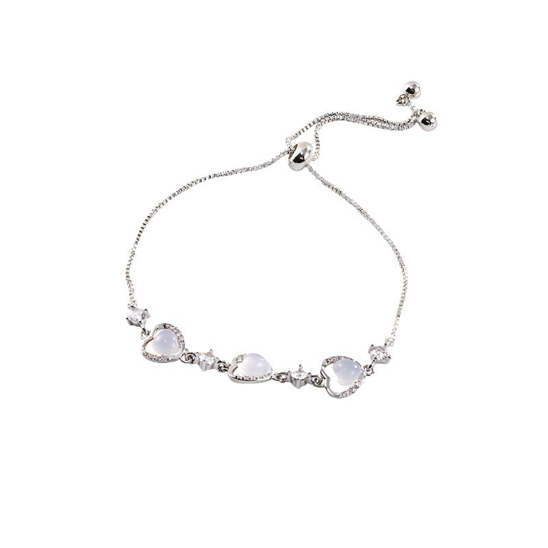 Cold Opal Love Bracelet Women's Gentle and Simple Pull-up Sweet and Cool Style Girlfriend Bracelet Personality Temperament Accessories