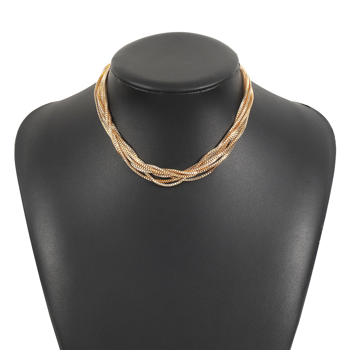 Hot-selling Twist Three-color Twist Necklace, Simple Temperament Niche Multi-layer Chain Stacked Choker