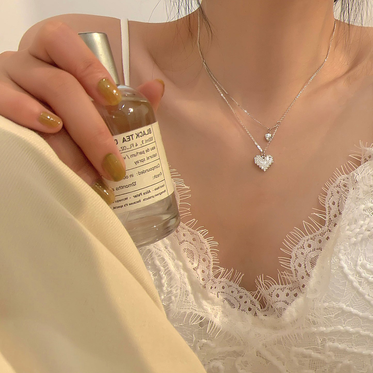 925 Silver Love Necklace Women's Summer High Sense Design Sense Niche Light Luxury Collarbone Chain Neck Chain