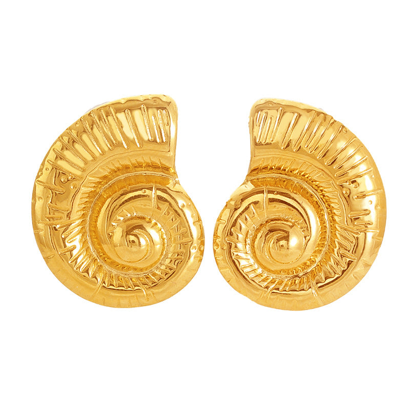 Exaggerated Titanium Steel Round Earrings Gold 18K Gold Light Luxury Earrings Fashion High Sense Love Earrings