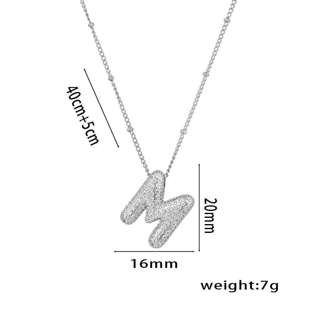 New European and American Micro-inlaid Zircon 26-letter Pendant Necklace Copper-plated 18K Gold Fashion Versatile Classic Jewelry