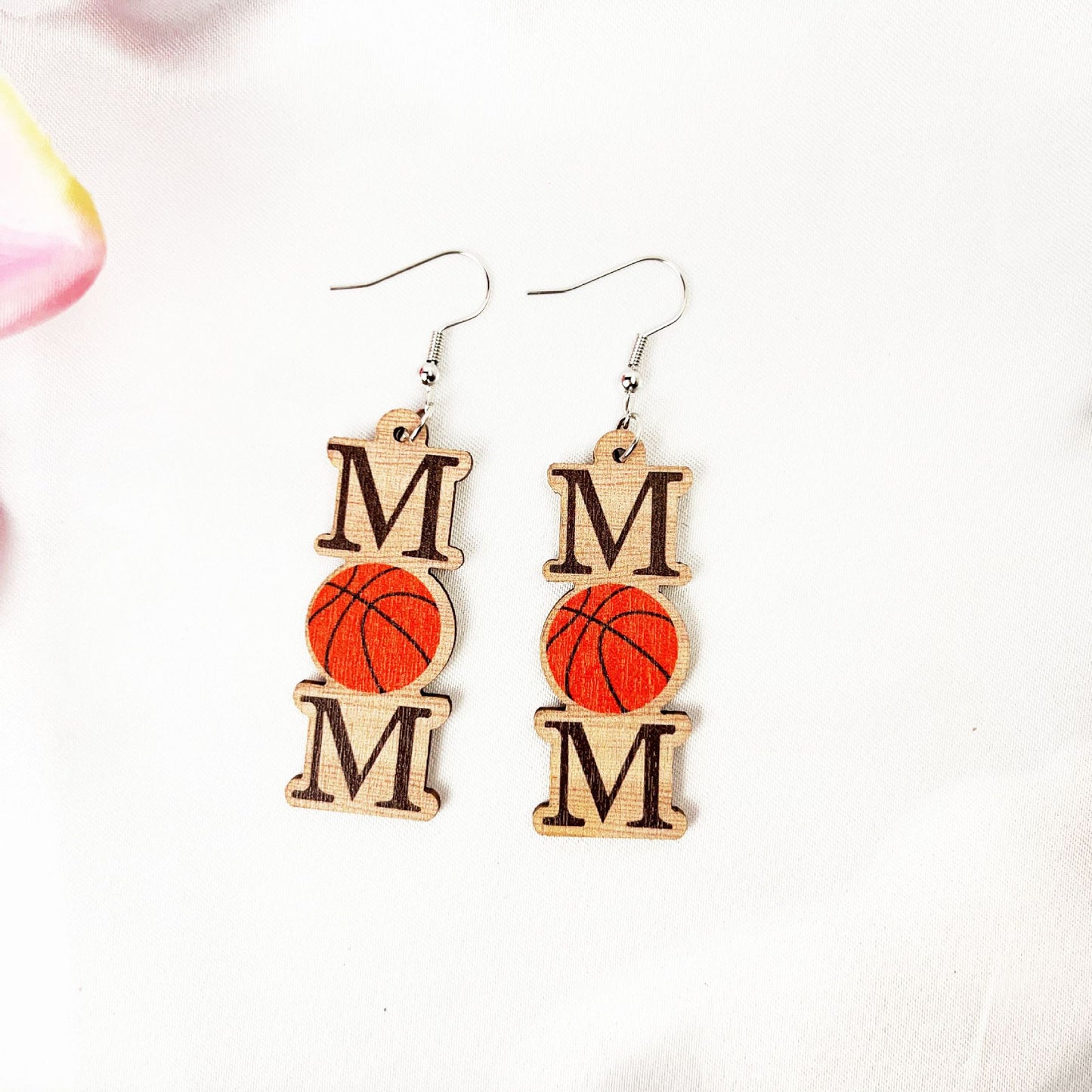 Simple Vintage Volleyball Basketball Mom Wooden Earrings Earrings Mother's Day Earrings