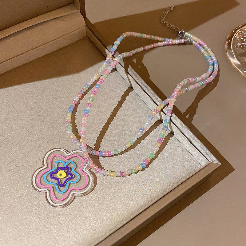 South Korea's New Niche Pearl Necklace Women's Versatile Splicing Love Collarbone Chain Light Luxury Temperament Beaded Necklace