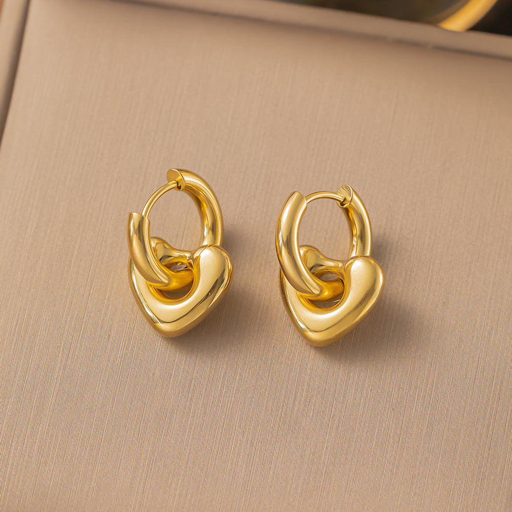Simple 18k Gold-plated Stainless Steel Circle Earrings Simple Gold-plated Men's and Women's Models