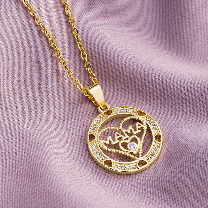 Stainless Steel Heart Shape Mother's Day Mom Letter Necklace