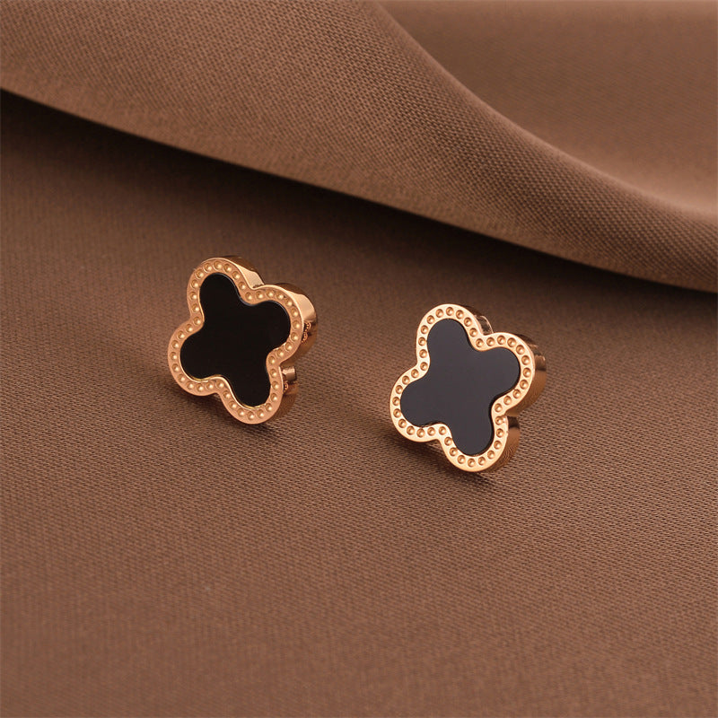 Fashion Titanium Steel Does Not Fade Short Ear Buckle Simple Geometric Rose Gold Earrings Stud Earrings