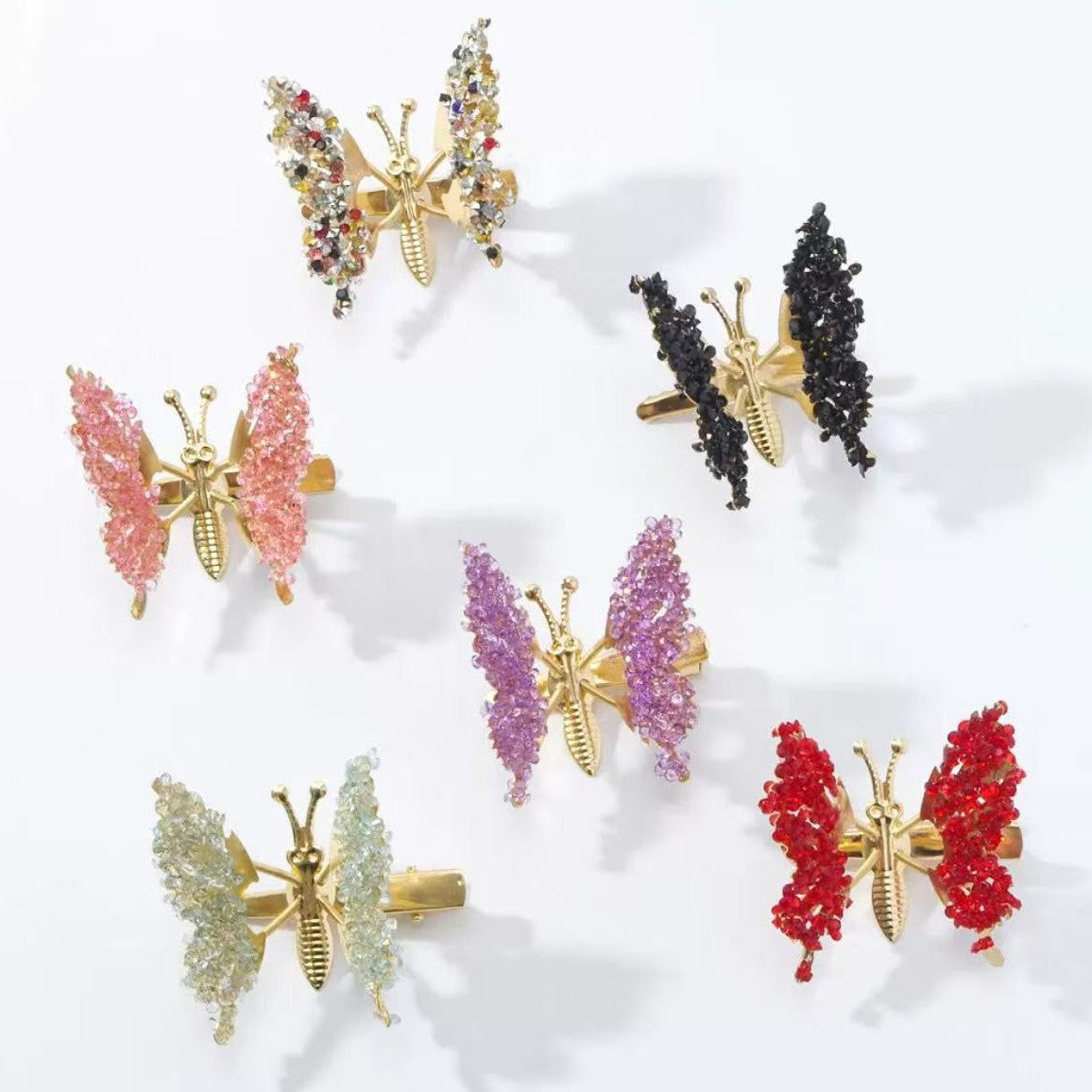 New Rhinestones Will Move Butterfly Hairpins, Shiny Children's Hairpins, Three-dimensional Cute Headgear Clips, Broken Hairpins on The Side