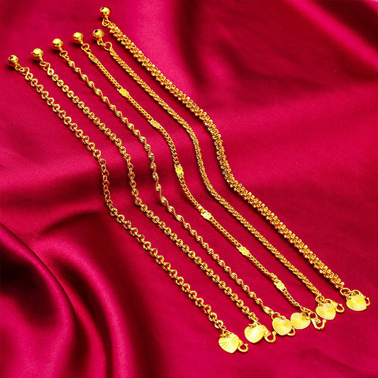 Caterpillar Ladies Water Ripple O Bead Chain Women's Sand Gold Bracelet Bracelet