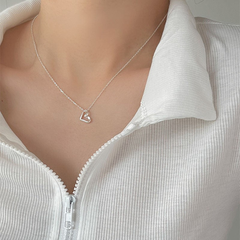 925 Silver Love Necklace Women's Summer High Sense Design Sense Niche Light Luxury Collarbone Chain Neck Chain