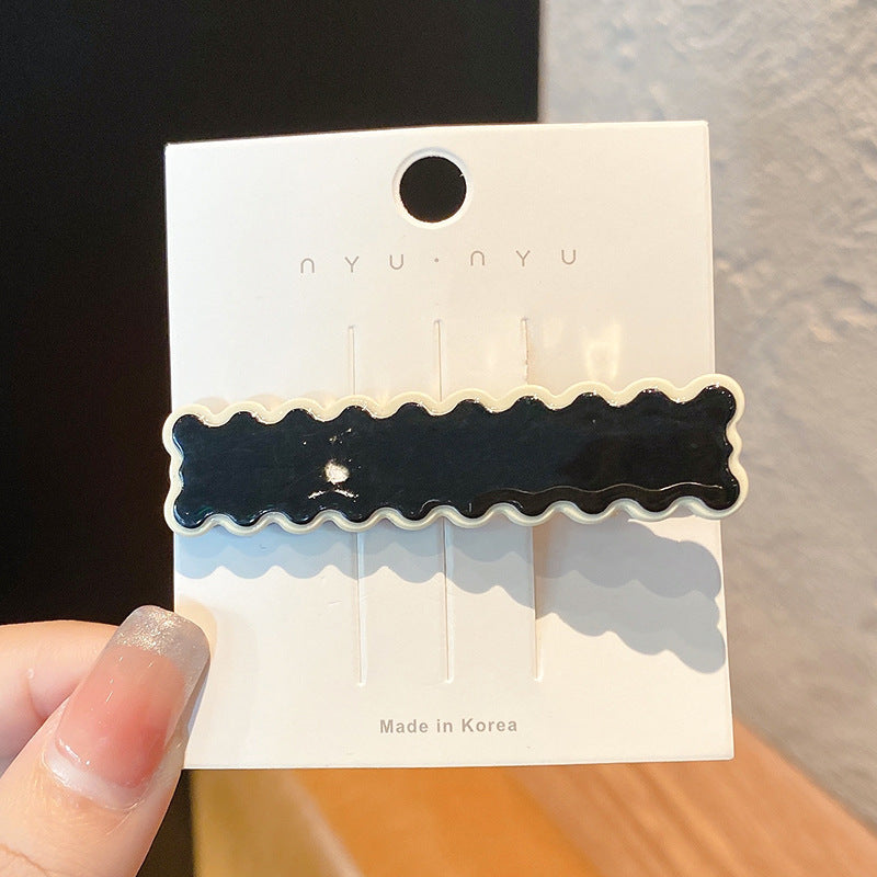 Black and White Checkerboard Hairpin Seamless Hairpin Broken Hair Bangs Side Clip Female Korean Duck Bill Clip One-word Clip