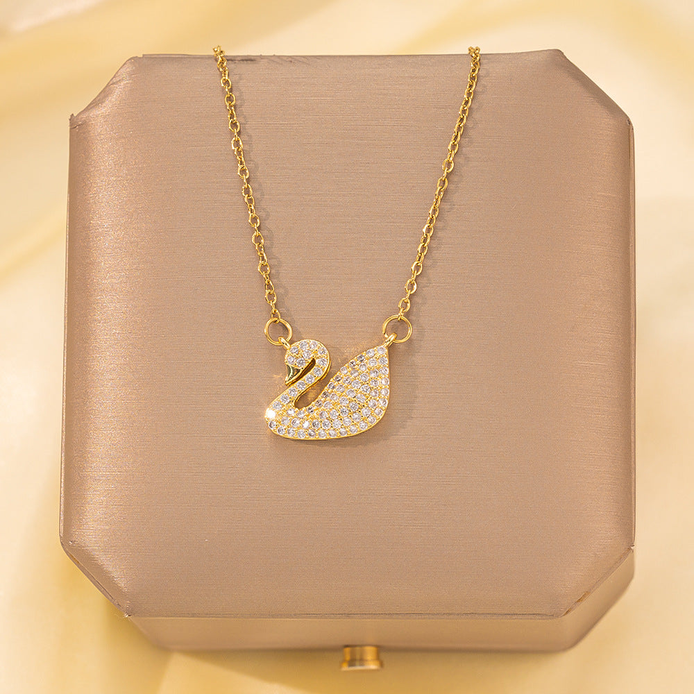 Copper Pendant Titanium Steel Necklace for Women Slightly Inlaid Zircon Pendant Girl Necklace