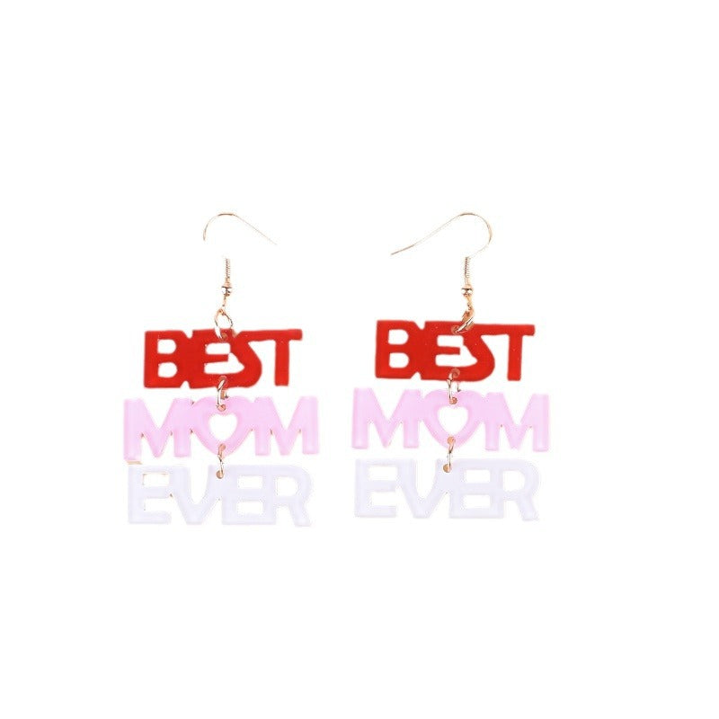New Mother's Day Earrings Mom Pink Red Love Peach Heart Love Earrings Birthday Gift Party