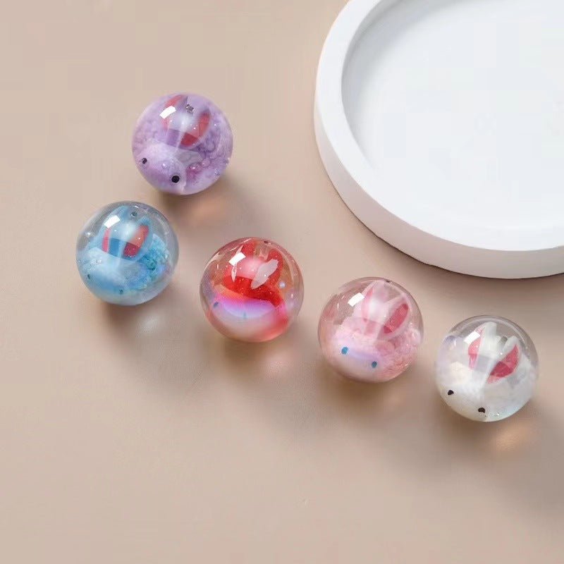 Glazed Colored Round Beads Beaded Transparent High-end Star Resin Single-hole Beaded Bracelet DIY Handmade Loose Beads